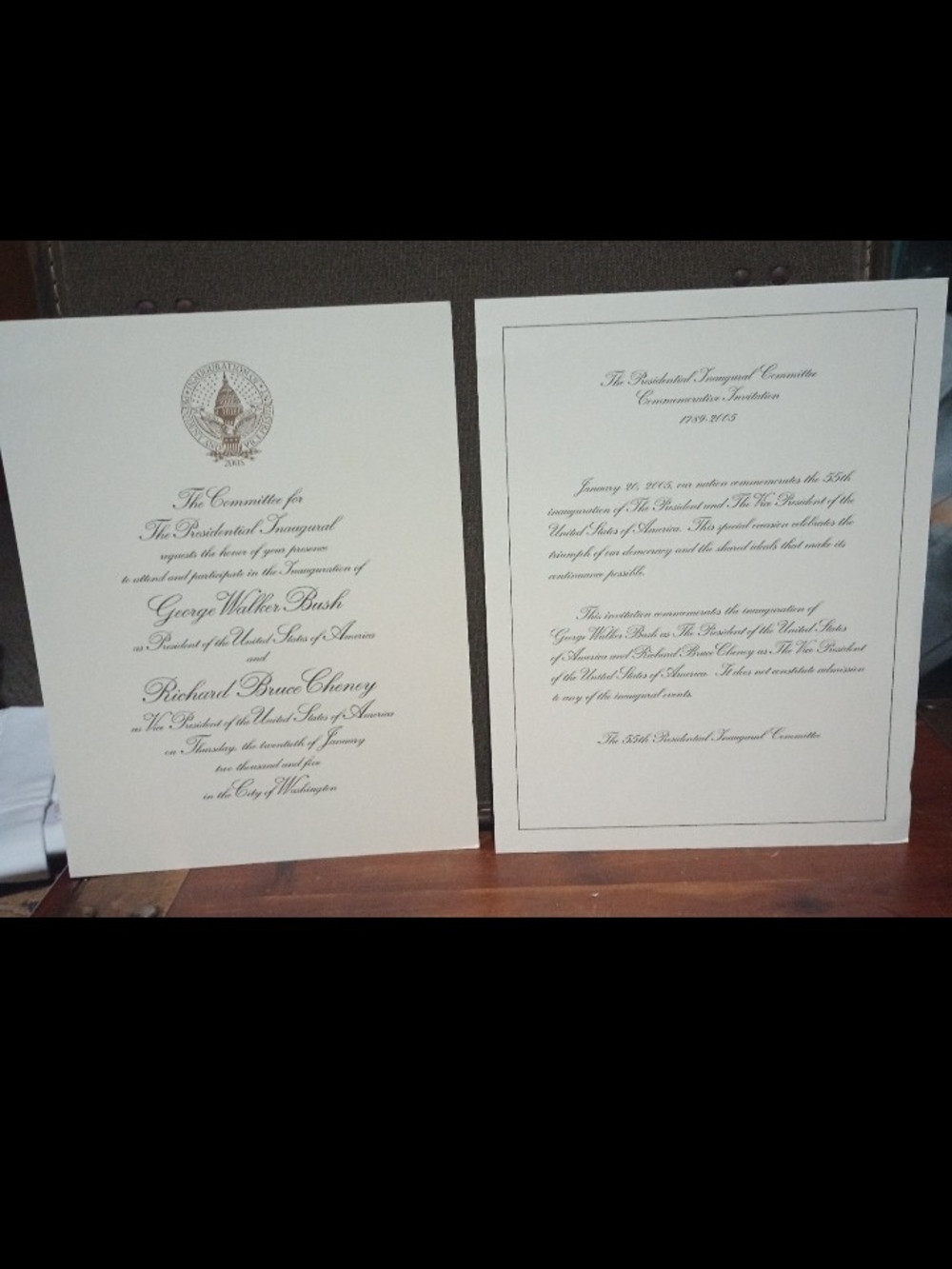 Presidential Inaugural Invitation 2005 George W. Busch Ivory with Black Script